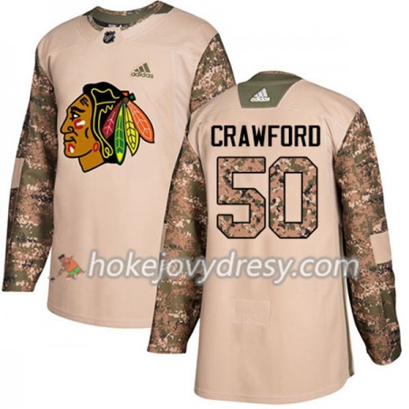 Pánské Hokejový Dres Chicago Blackhawks Corey Crawford 50 Adidas 2017-2018 Camo Veterans Day Practice Authentic